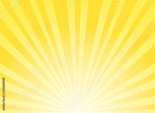 Sunlight abstract wide background. Yellow and white color burst horizontal background.
