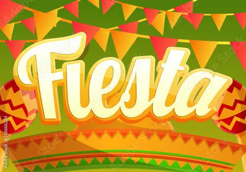 Fiesta party concept banner. Cartoon illustration of fiesta party vector concept banner for web design
