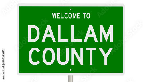 Rendering of a green 3d highway sign for Dallam County photo