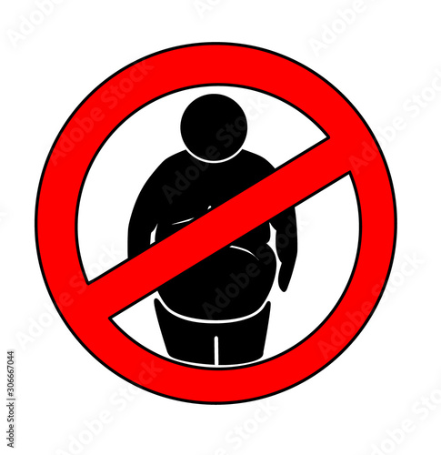 Fat woman in prohibition sign. concept of not getting fat. vector illustration.