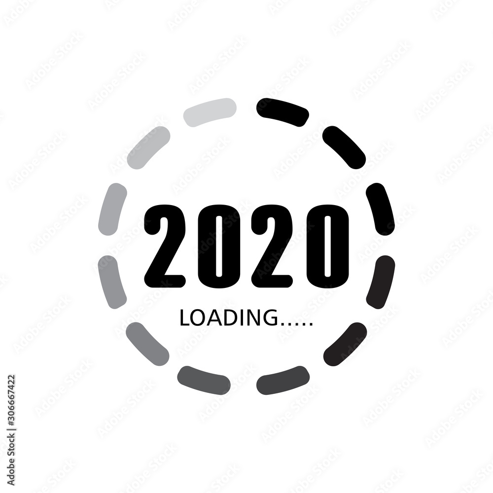 Happy new year 2020 with loading icon. Design template vector Happy new year 2020 with loading icon. Design template vector