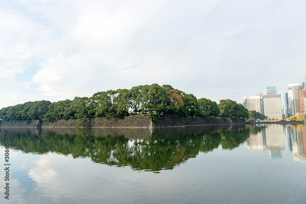 東京都千代田区日比谷から見る皇居周辺の風景