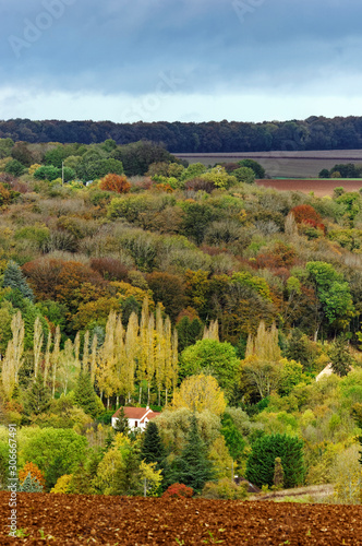Hills of the French Vexin reional nature park in autumn season