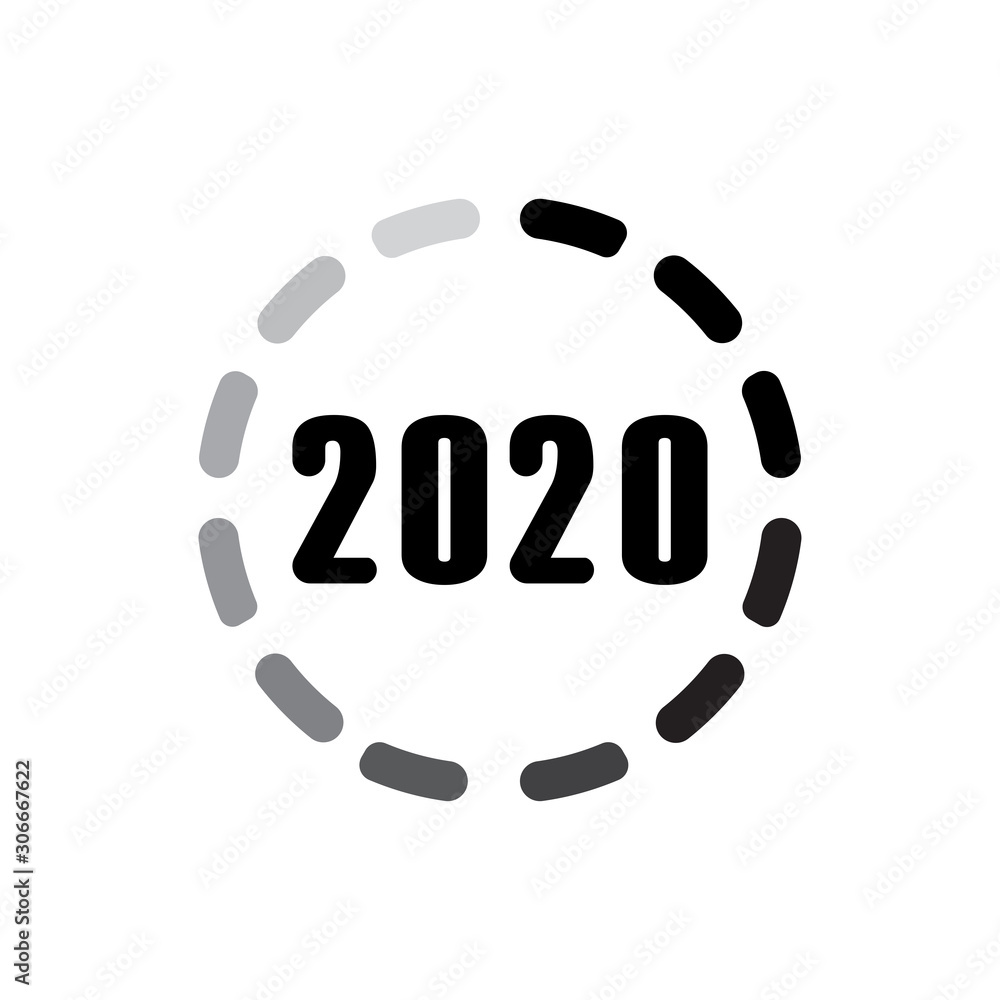 Happy new year 2020 with loading icon. Design template vector Happy new year 2020 with loading icon. Design template vector