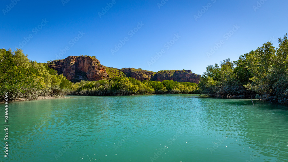 Landscape view of Porosus Creek in Prince Frederick Harbor, North West Kimberley Coast. Australia.
