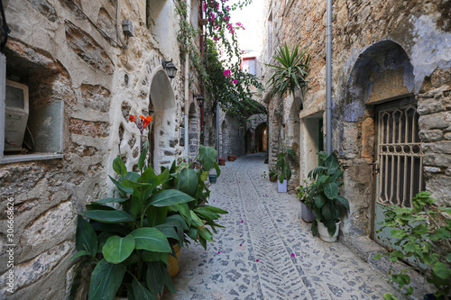 Fototapeta Naklejka Na Ścianę i Meble -  Traditional Street in Mesta, Chios Island, Greece