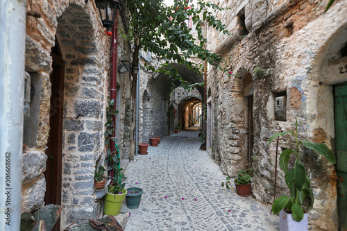 Traditional Street in Mesta, Chios Island, Greece photo