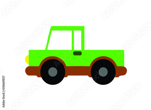 vector illustration of cartoon green car