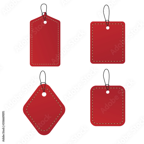 Red Paper Sale Tags. Set Of Vector Labels. Vector Elements.