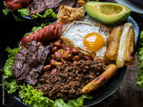 Paisa tray, traditional colombian food photo