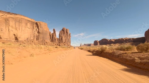 Driving through Monument Valley POV photo