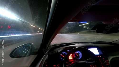 Car on night road timelapse hyperlapse photo