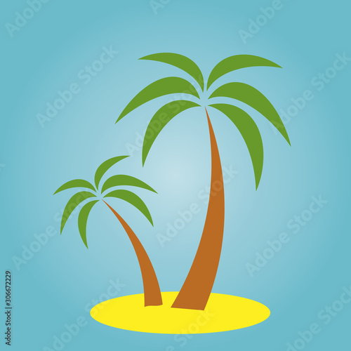 Palm trees by the sea - vector illustration