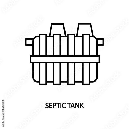 Septic tank line icon. Plumbing drain sewer system. Individual home sewage systems