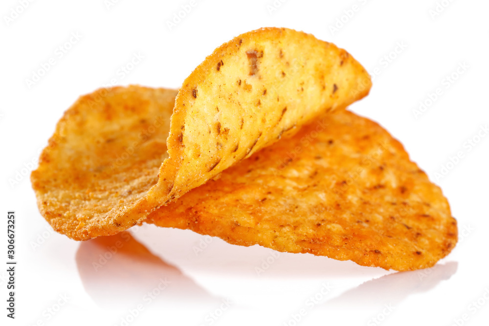Spicy corn chips isolated on white Spicy corn chips isolated on white