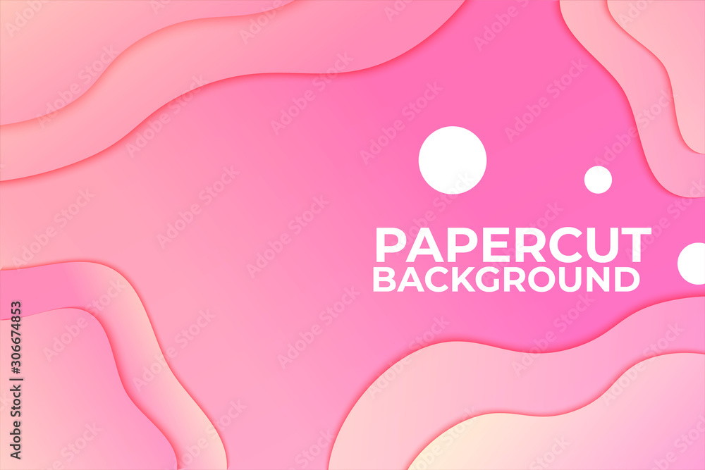 multi layers 3D Pink color texture vector background. Abstract topography concept design or flowing liquid illustration for website template. Smooth origami art shape paper cut