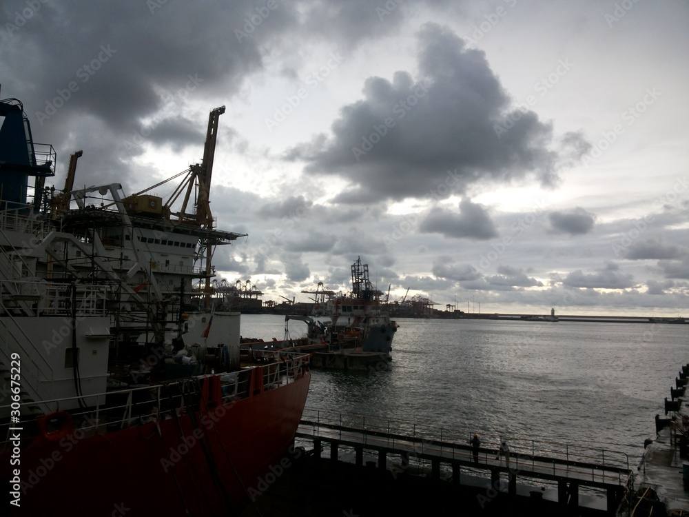 ships at dockyard in Colombo port