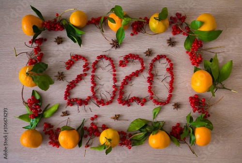 Food. Viburnum and tangerines  2020