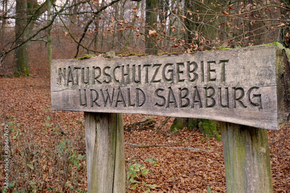Eingangsschild zum Naturschutzgebiet Urwald Sababurg