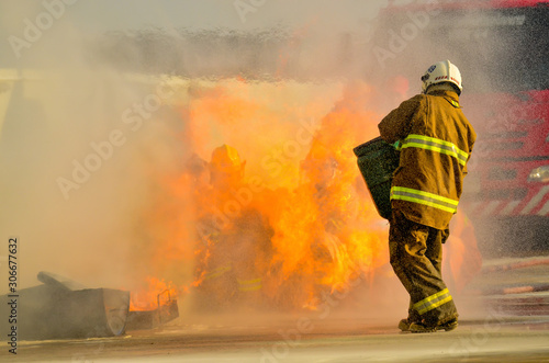 Firefighters were practicing in the heat of the flames