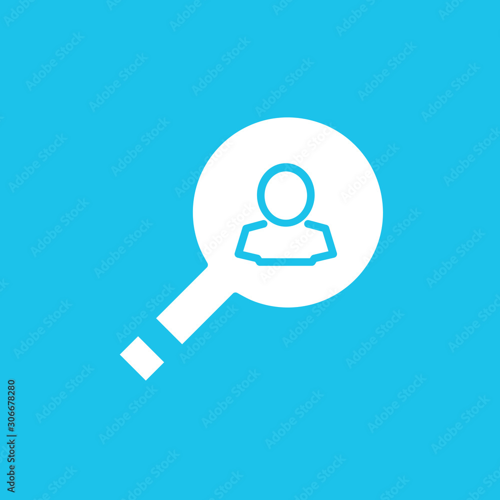 Human resources line icon. Magnifying glass and man silhouette. Human resources line icon. Magnifying glass and man silhouette.
