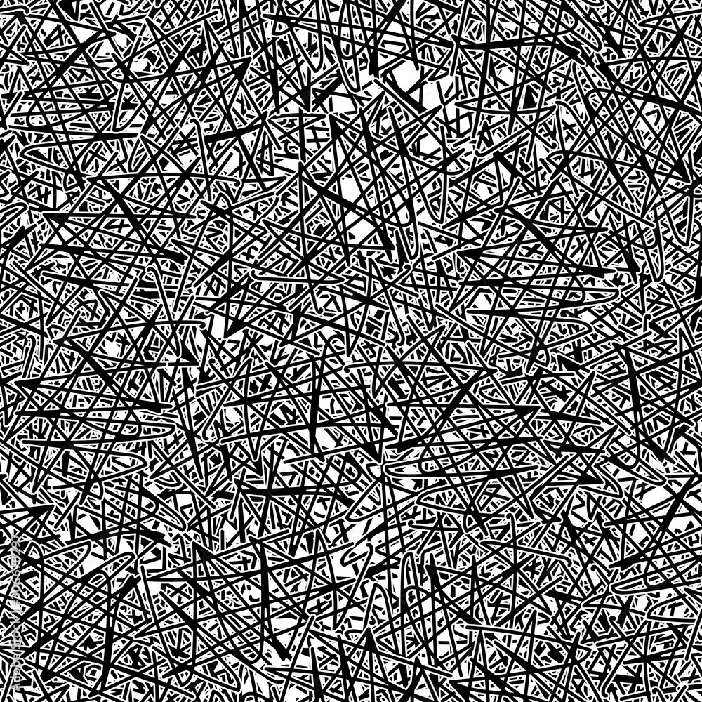 Obraz premium Seamless chaotic black and white background. Grunge texture monochrome