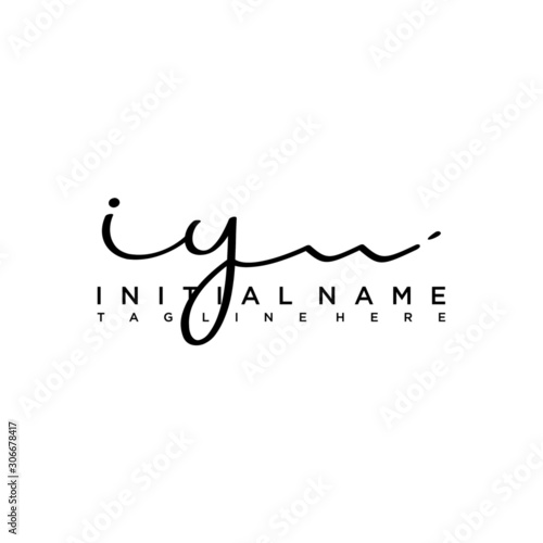 Initial letter IY Signature handwriting Logo Vector photo