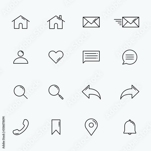 set of user interface icons. website vector elements. line icons for web