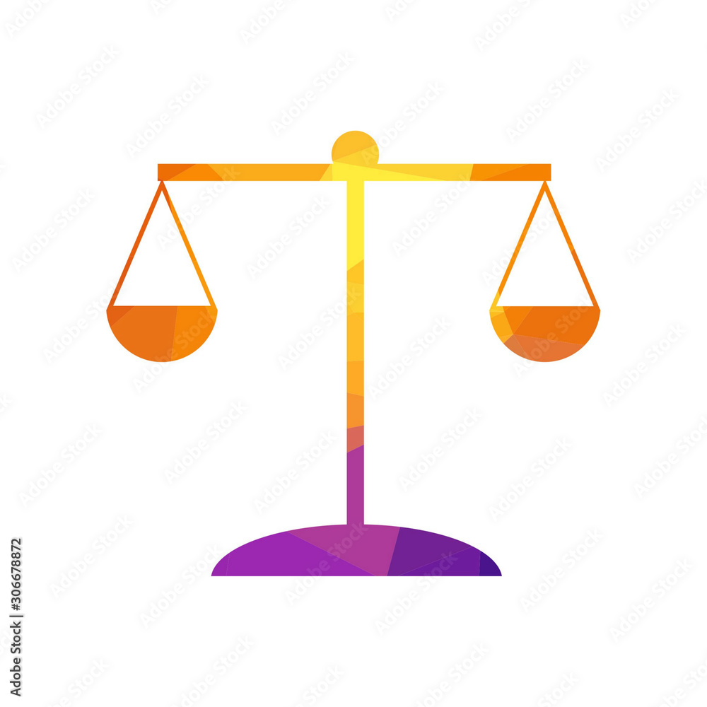 Scales of justice icon. Court of law symbol. Flat sign for web Vector. low poly style. Scales of justice icon. Court of law symbol. Flat sign for web Vector. low poly style.