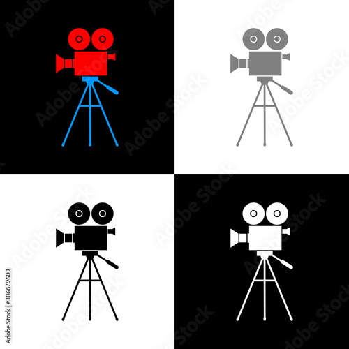Movie camera icon set, vector illustration
