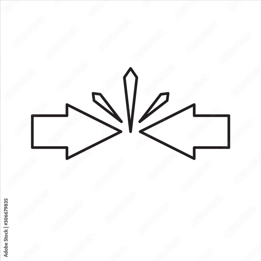 Conflict of interest. Business concept. arrows red and blue against each other. Vector illustration flat design. Isolated on white.Competitiveness symbol. Conflict of interest. Business concept. arrows red and blue against each other. Vector illustration flat design. Isolated on white.Competitiveness symbol.