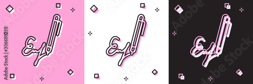 Set Signature line icon isolated on pink and white, black background. Pen and undersign, underwrite, ratify symbol. Vector Illustration