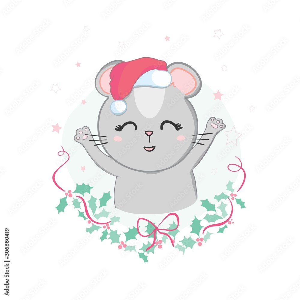Сute little mice in new year clothes. Hand drawn watercolor Сute little mice in new year clothes. Hand drawn watercolor