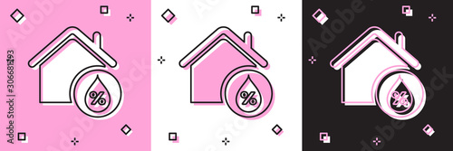Set House humidity icon isolated on pink and white, black background. Weather and meteorology, thermometer symbol. Vector Illustration