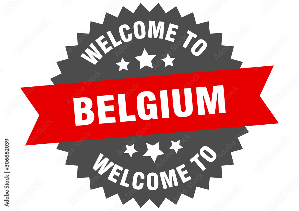 Obraz premium Belgium sign. welcome to Belgium red sticker