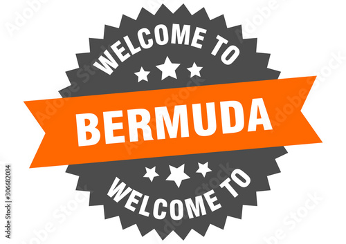 Bermuda sign. welcome to Bermuda orange sticker