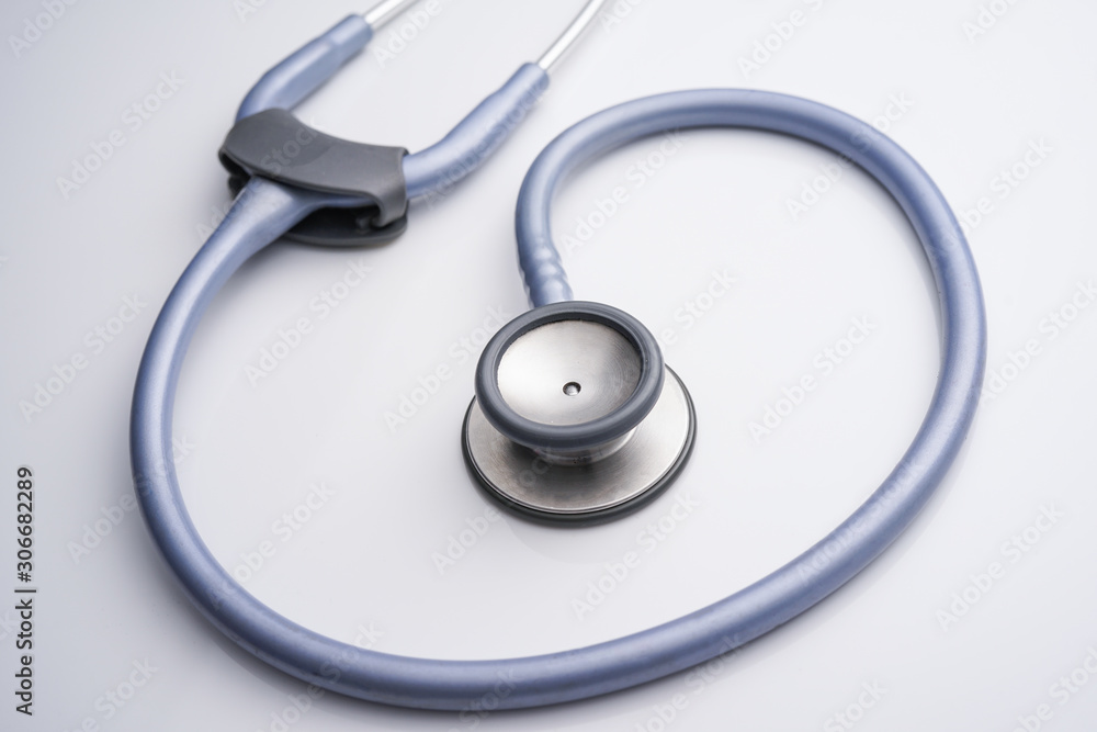 A medical stethoscope on white background A medical stethoscope on white background
