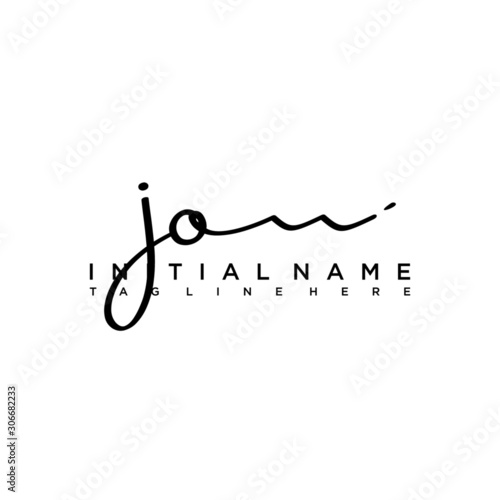 Initial letter JO Signature handwriting Logo Vector