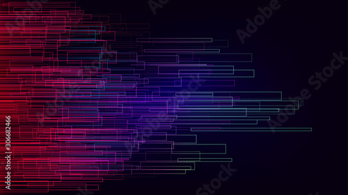 Connection neon light geometric speed lines