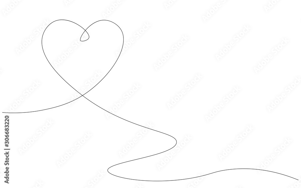 Love heart vector, continuous one line drawing, vector illustration Love heart vector, continuous one line drawing, vector illustration