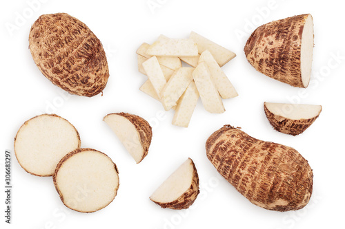 Tableau sur toile fresh taro root isolated on white background