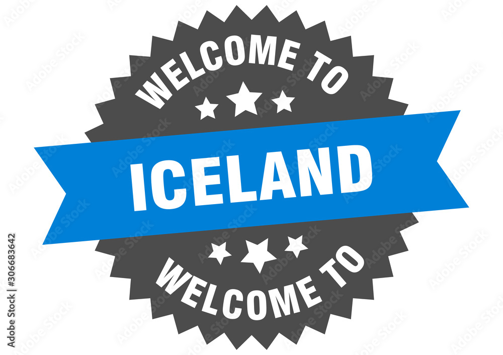 Fototapeta premium Iceland sign. welcome to Iceland blue sticker