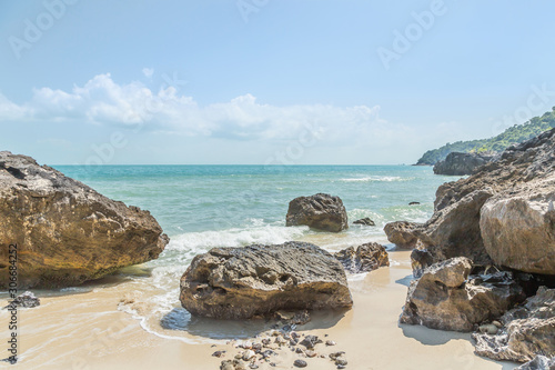 Big stones rocks on the beach of Wua Ta Lap island Angthong Islands National Marine Park ,Surat Thani, Thailand summer holidays concept