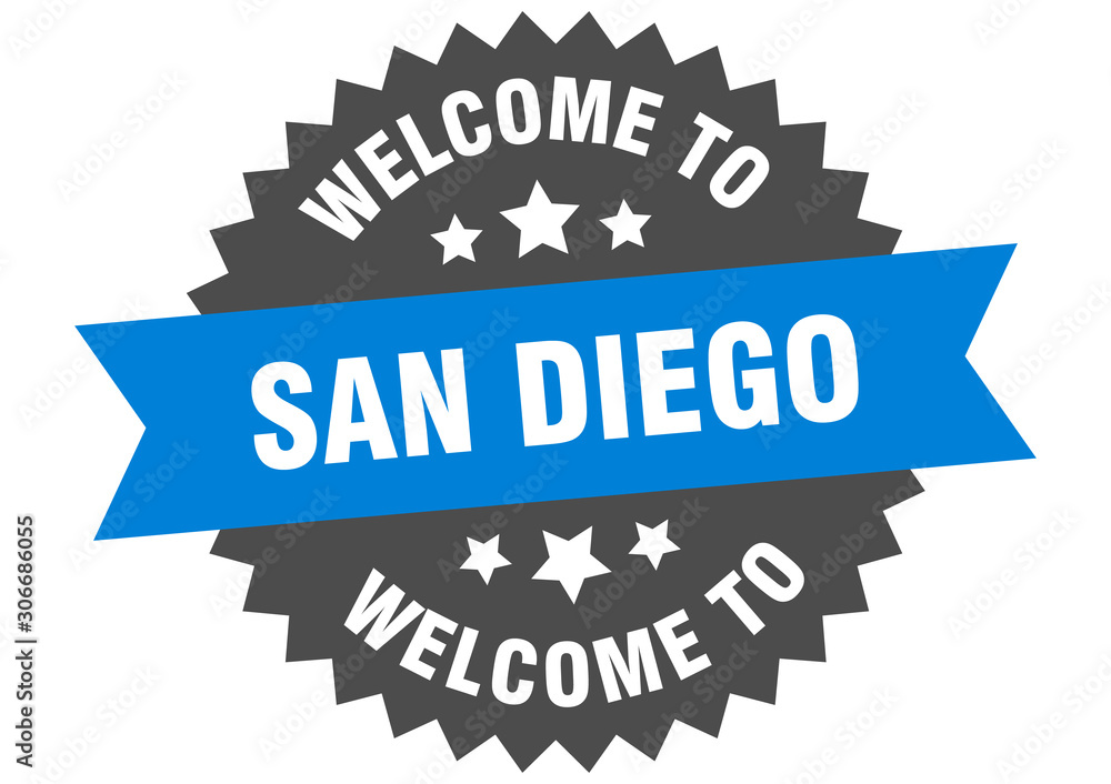 San Diego sign. welcome to San Diego blue sticker San Diego sign. welcome to San Diego blue sticker