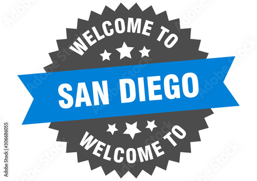 San Diego sign. welcome to San Diego blue sticker