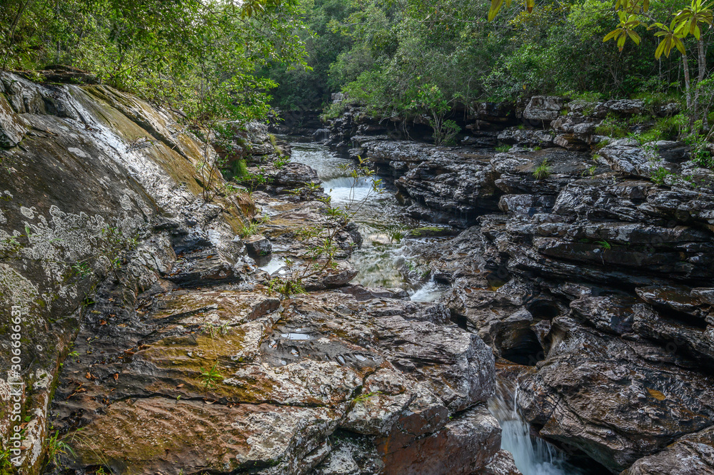 Obraz premium The rainbow river or five colors river is in Colombia one of the most beautiful nature places, is called Crystal Canyon