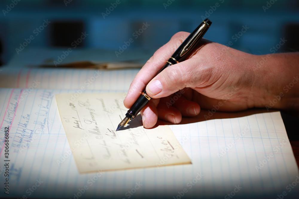 Signing documents with fountain pen Signing documents with fountain pen