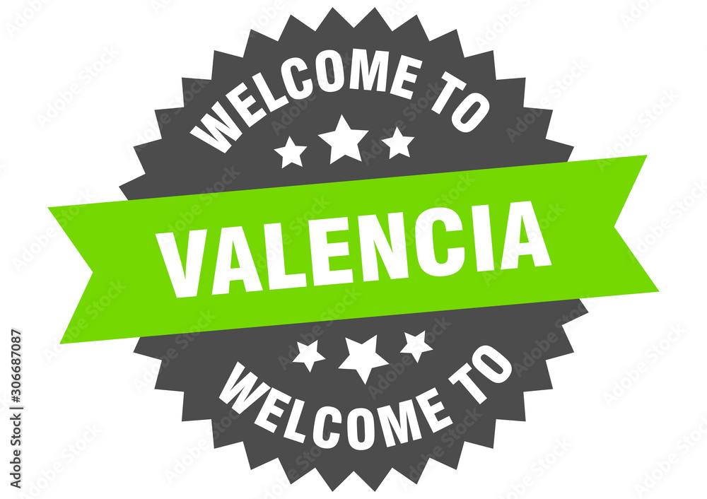 Fototapeta premium Valencia sign. welcome to Valencia green sticker