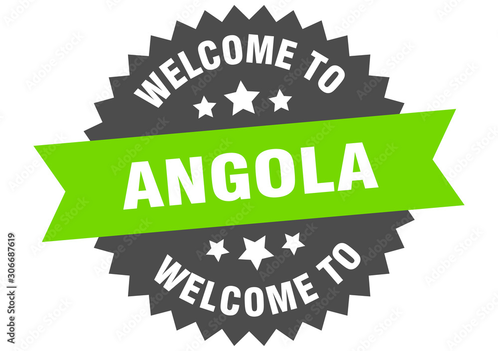 Angola sign. welcome to Angola green sticker Angola sign. welcome to Angola green sticker