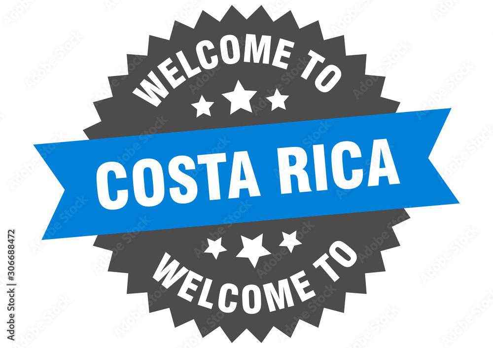 Costa Rica sign. welcome to Costa Rica blue sticker Costa Rica sign. welcome to Costa Rica blue sticker